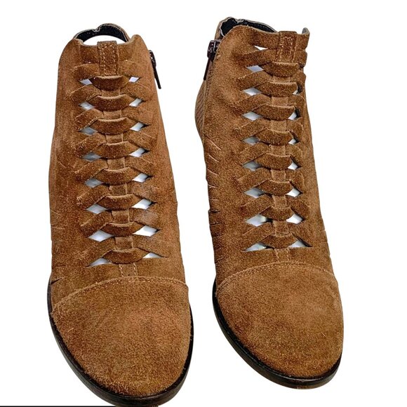 Free People Loveland Brown Suede Snake Embossed Zip Booties‎ - Picture 8 of 12